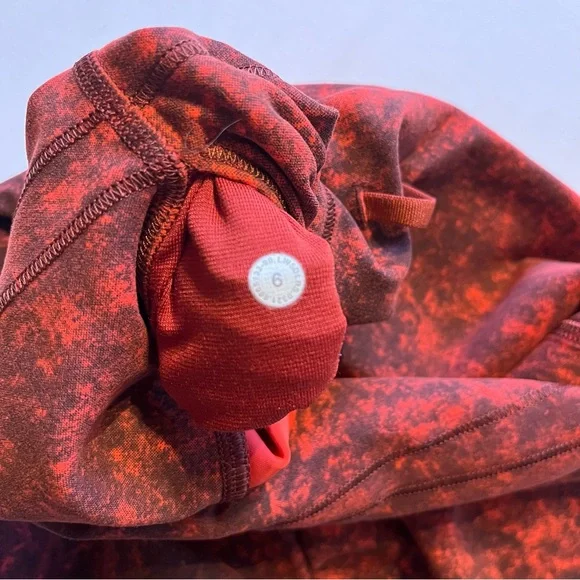 Lululemon Legging Womens 6 Wunder Train Denim Wash Autumn Red Black - Picture 9 of 10